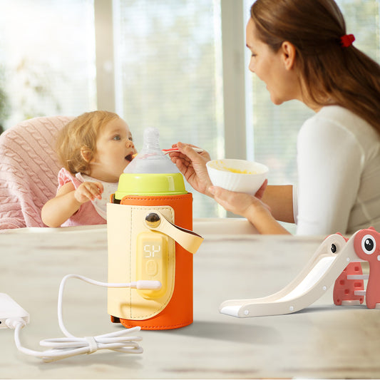1Pc Portable Baby Milk Warmer 5 Temperature Adjustable Handhold Bottle Warmer With Fast Charge Adapter For Outdoor Car Travel