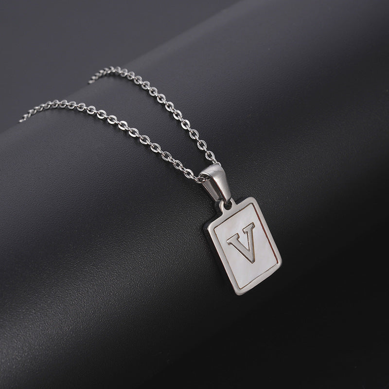 European And American Simple Stainless Steel Letter Necklace For Women